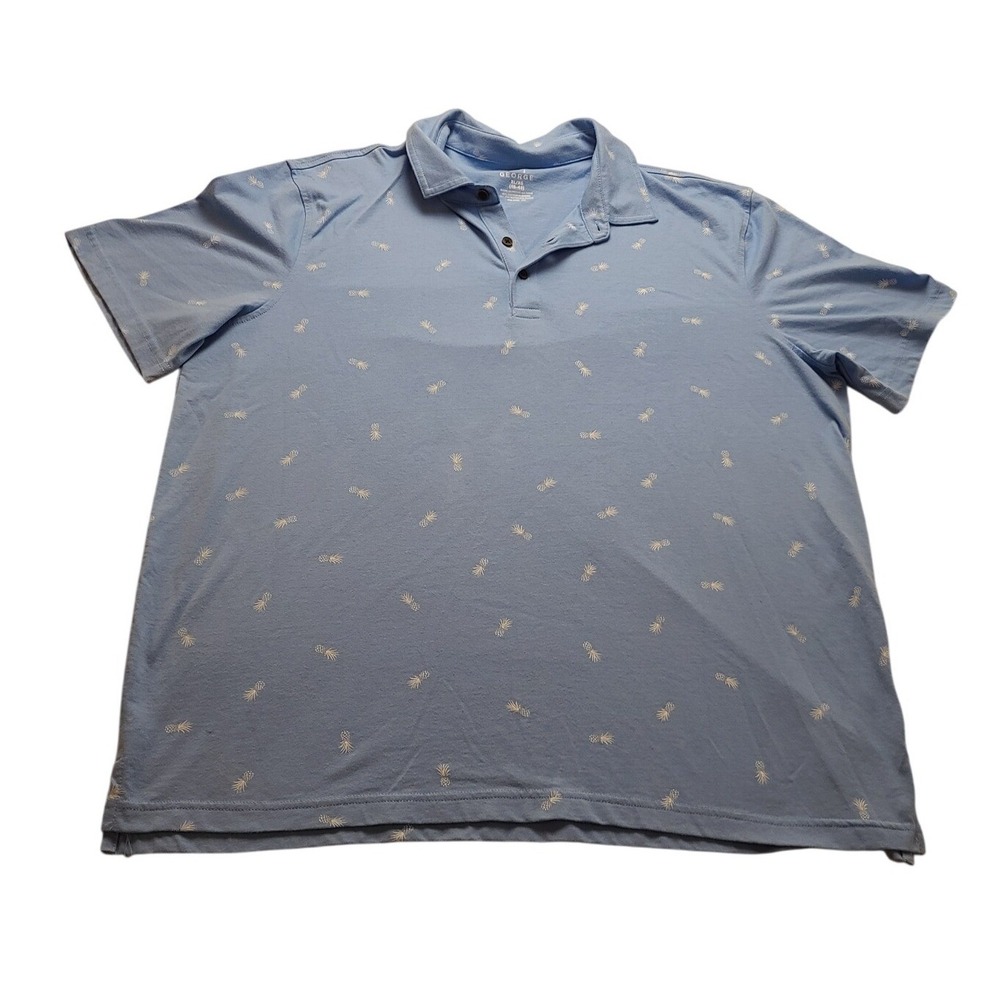 George Men's Blue Sparrow Pineapple Polo Shirt XL Short Sleeve Light Blue
